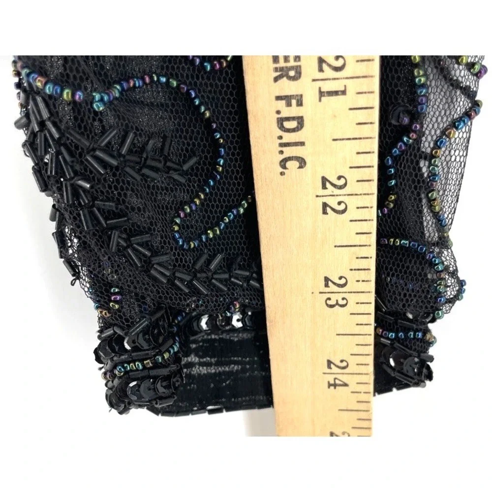 Vtg‎ Sheer Mesh Jacket M Beaded Sequins Whimsigoth Formal Glam Old Hollywood Art